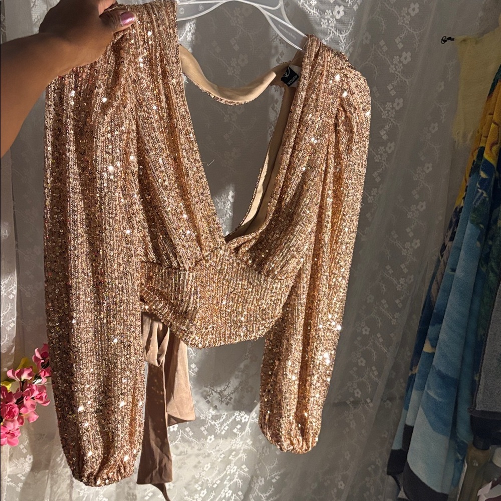 Windsor Shimmering Gold Sequin Blouse